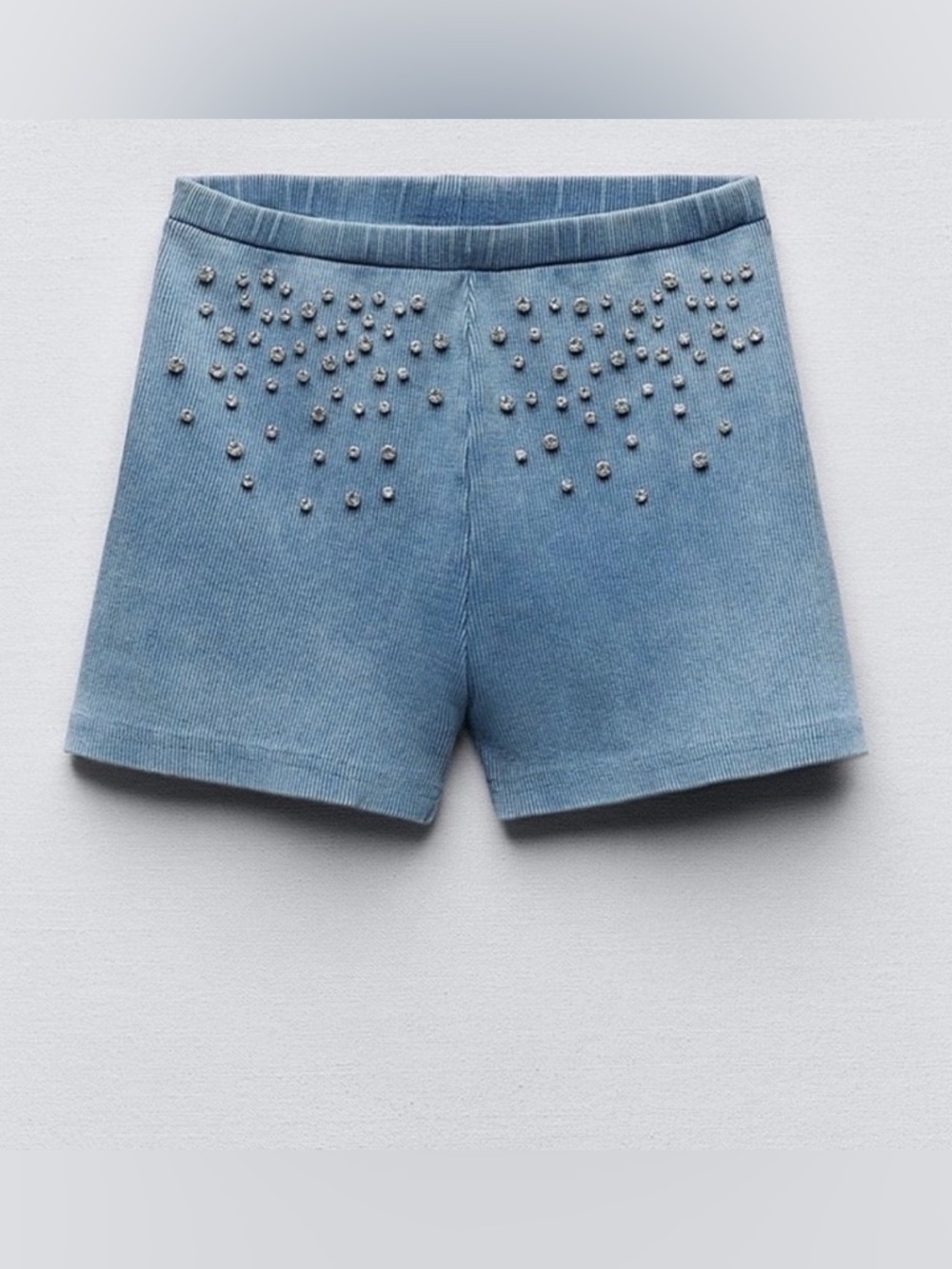 Rhinestone Light Blue Women's Shorts